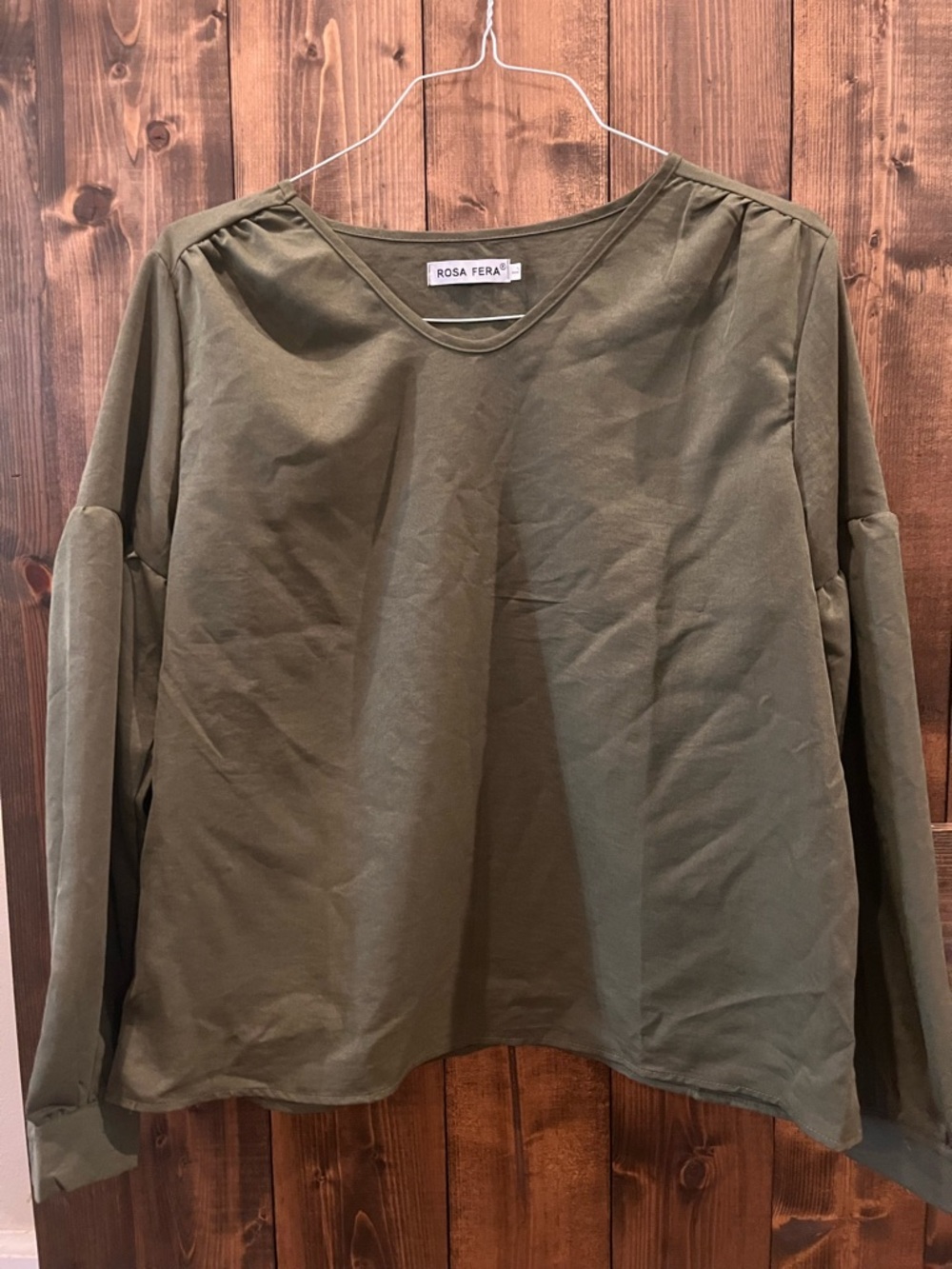 Rosa Ferra Olive Green Long Sleeve Blouse